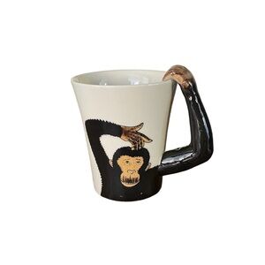 Pier 1 Imports Monkey Chimpanzee 3D Arm Coffee Tea Mug 16 Oz